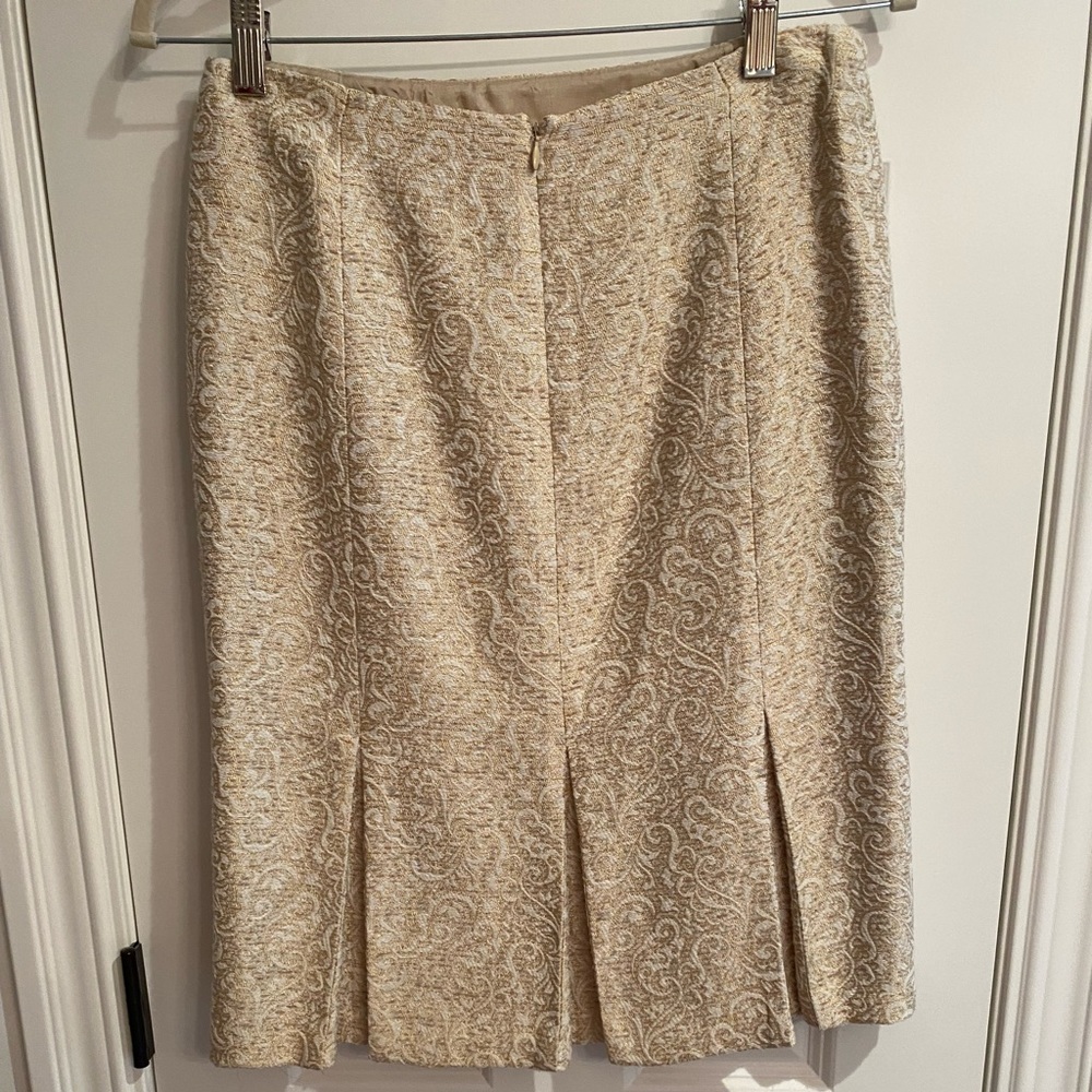Ann Taylor Gold Jacquard Pencil Skirt
